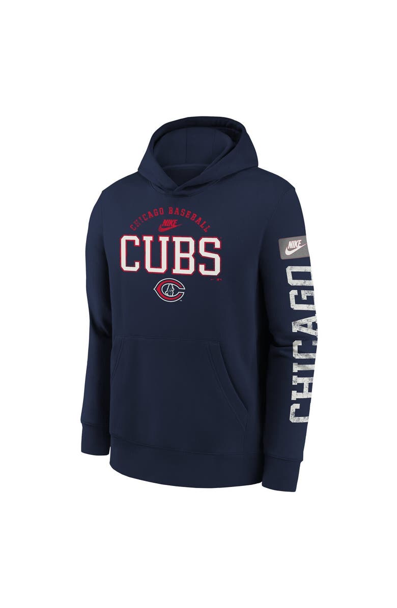 Nike Youth Nike Navy Chicago Cubs Cooperstown Collection Splitter Club Fleece Pullover Hoodie, Alternate, color,