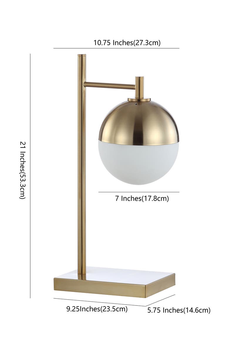 JONATHAN Y Marcel Iron/Glass Art Deco Mid-Century Globe LED Table Lamp, Alternate, color, Brass Gold