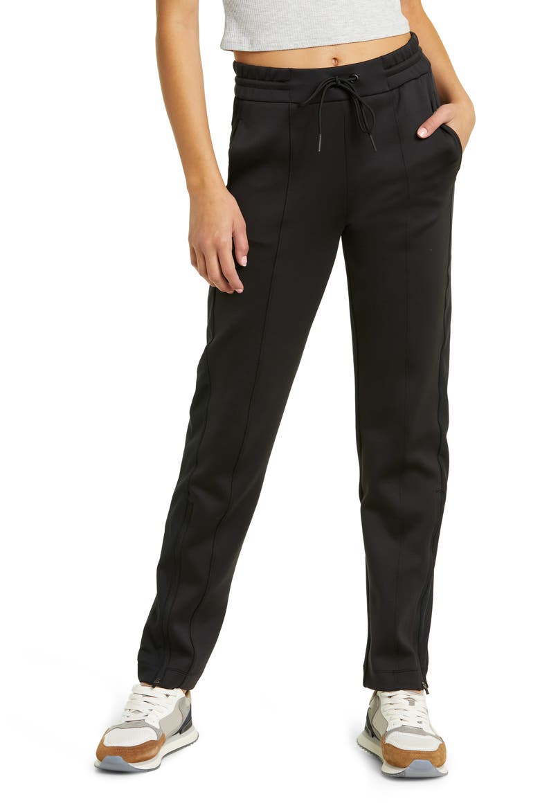 Side Step High Waist Track Pants, Main, color, BLACK