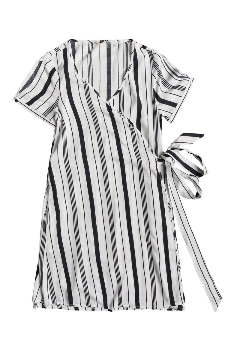 Monument View Floral Print Wrap Dress, Alternate, color, MARSHMALLOW LICORICE STRIPE