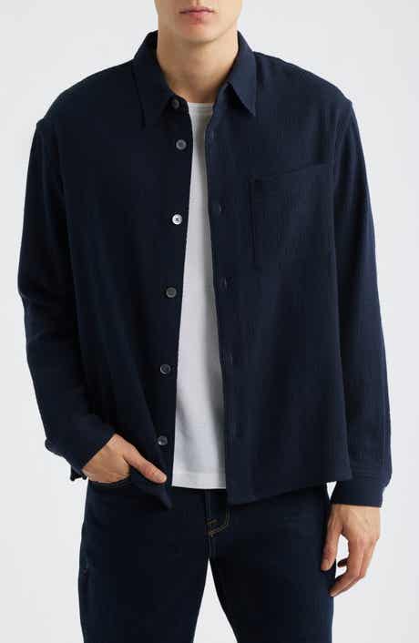 Open Weave Cotton Blend Button-Up Shirt
