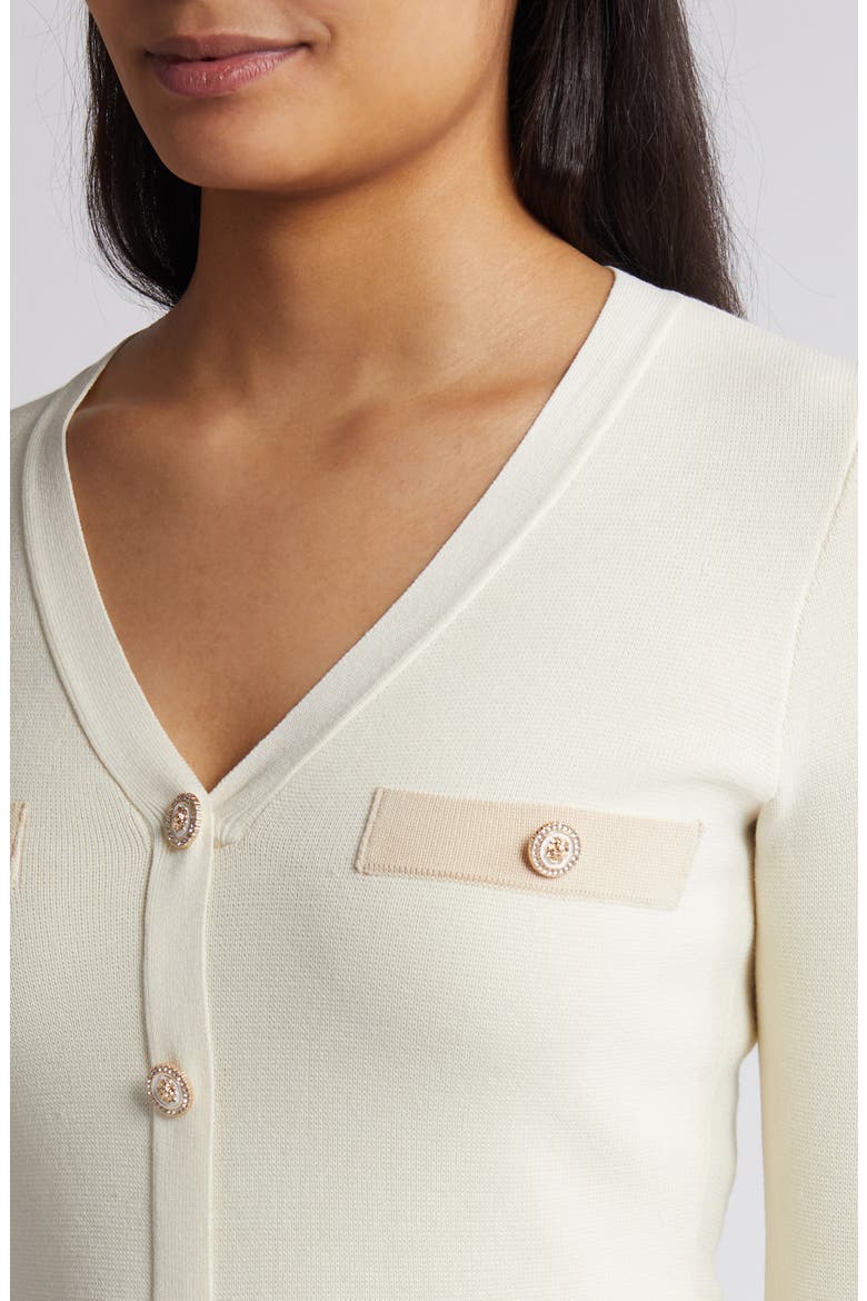 Button Detail Long Sleeve Midi Sweater Dress, Alternate, color, IVORY