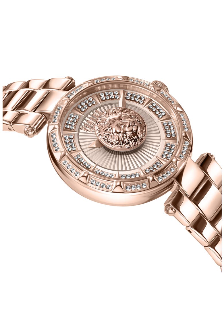 Sertie Rose Gold IP Crystal Embellished Stainless Steel Bracelet Watch, 36mm, Alternate, color, ROSEGOLD
