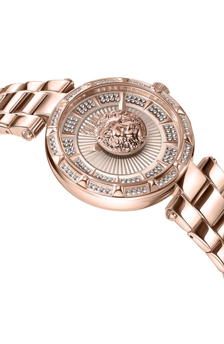 VERSUS Versace Sertie Rose Gold IP Crystal Embellished Stainless Steel Bracelet Watch, 36mm, Alternate, color, 