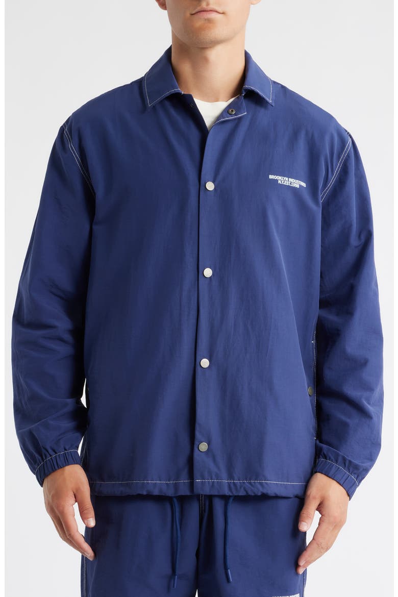 Loose Fit Cotton & Nylon Snap-Up Jacket, Alternate, color, MEDIEVAL BLUE