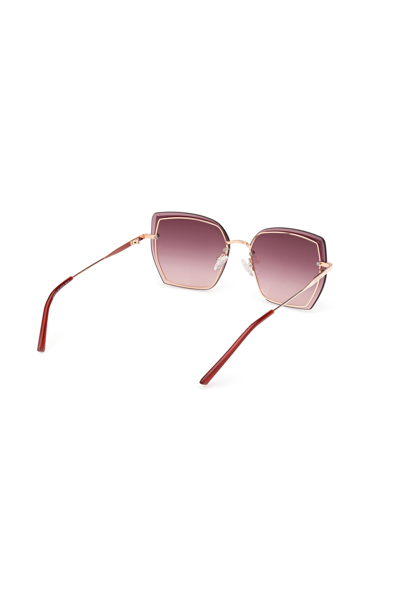 Oversized Square Metal Sunglasses, Alternate, color, Rose Gold / Bordeaux