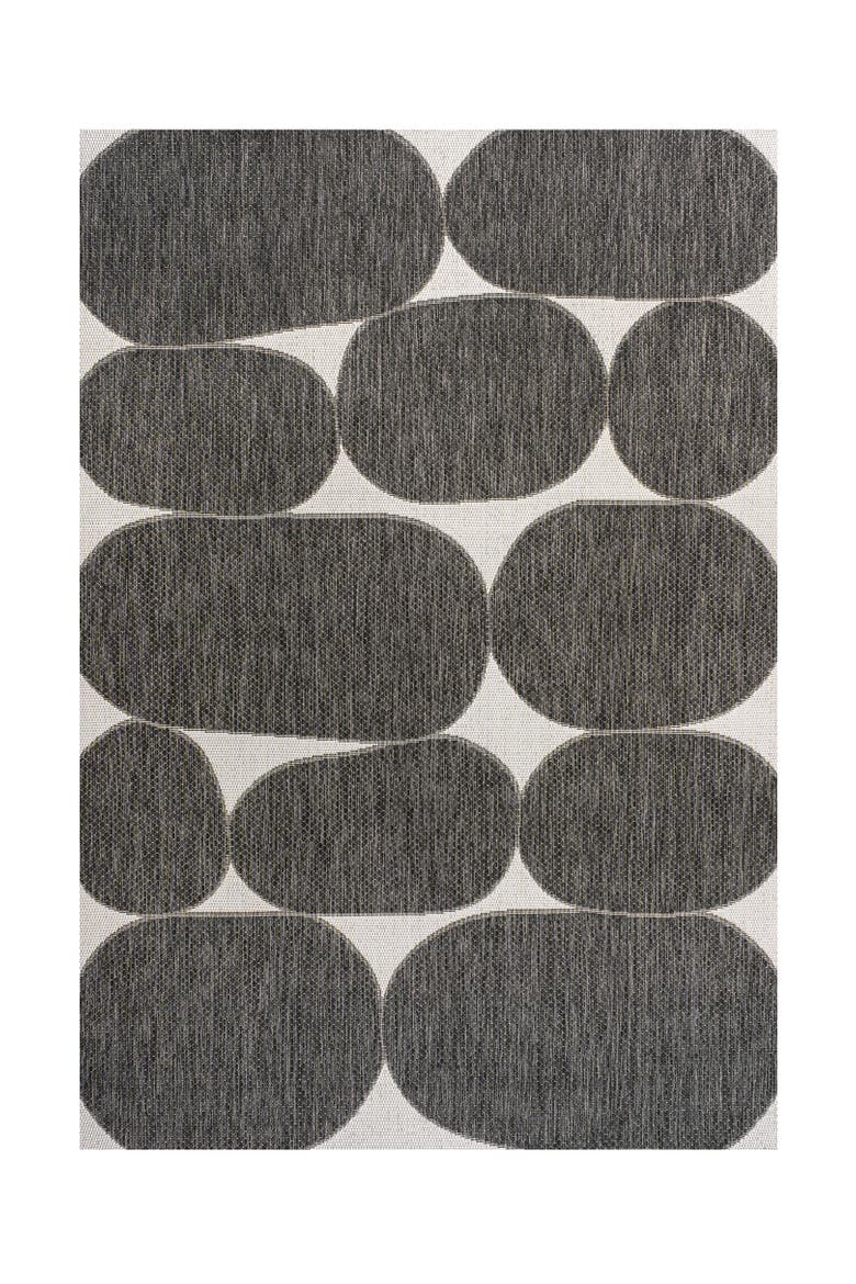 Rayna Modern Geometric Organic Shapes Indoor/Outdoor Area Rug, Main, color, Black/Cream