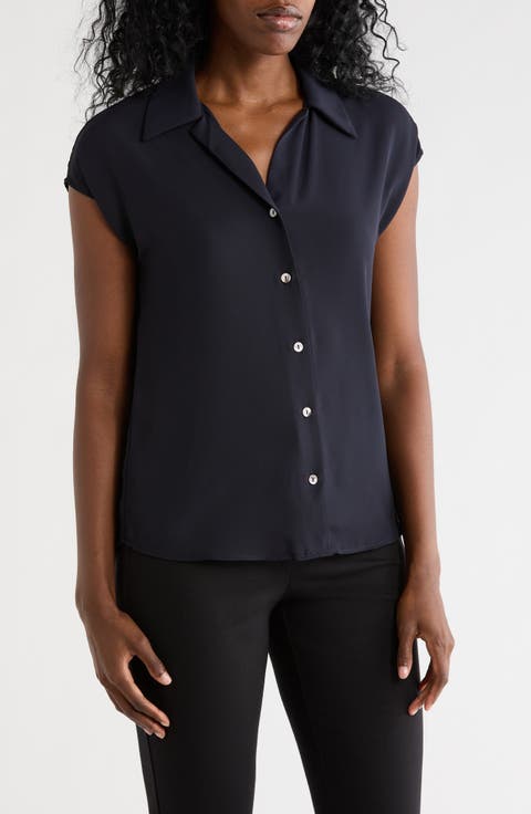 Cap Sleeve Button-Up Shirt
