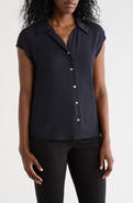 T Tahari Cap Sleeve Button-Up Shirt
