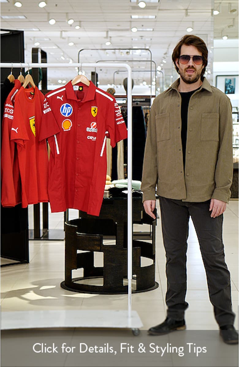 Scuderia Ferrari 2025 Team Short Sleeve Stretch Cotton Poplin Button-Up Shirt, sales video thumbnail