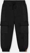 Deux par Deux Bi-Material Fleece Cargo Pocket Quilted Panel Sweatpants