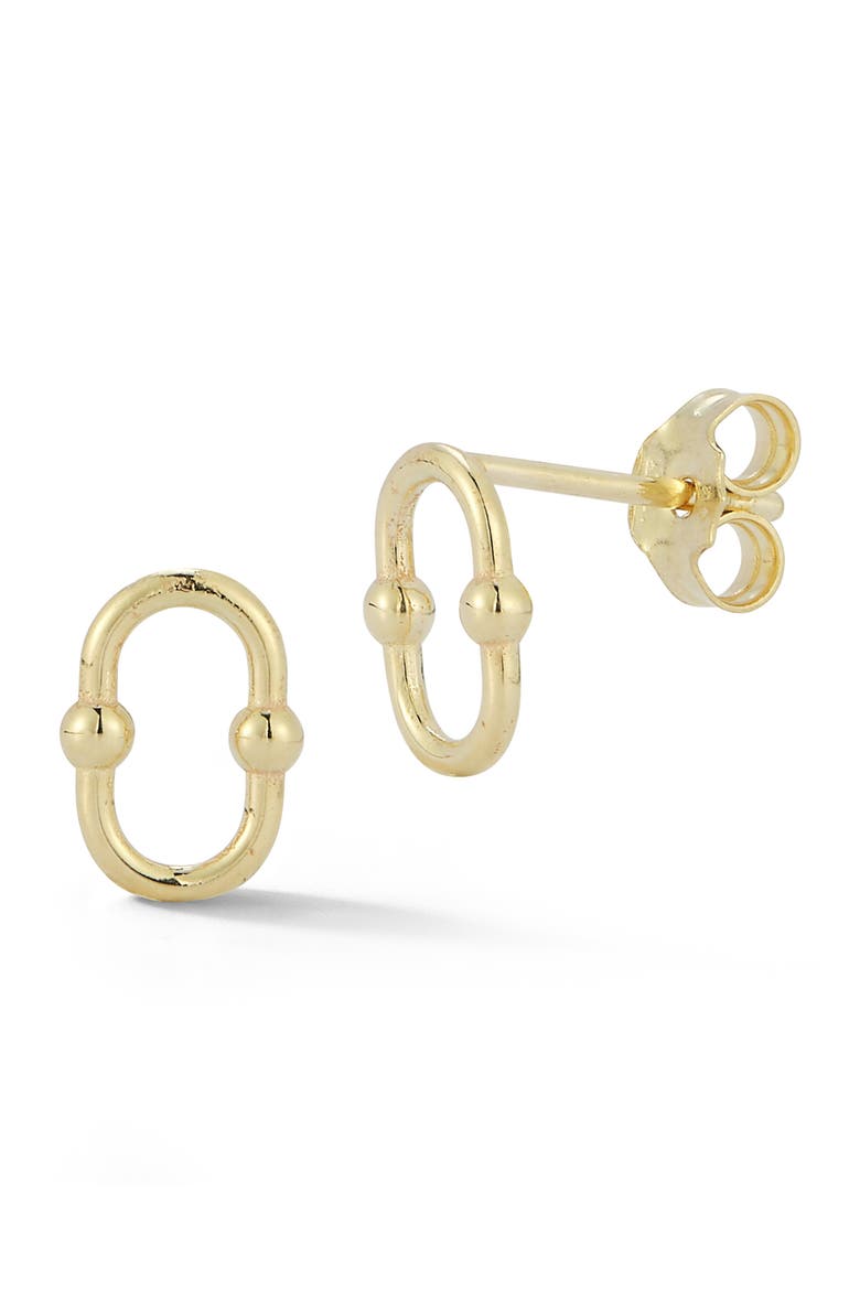 14K Gold Oval Stud Earrings, Main, color, GOLD
