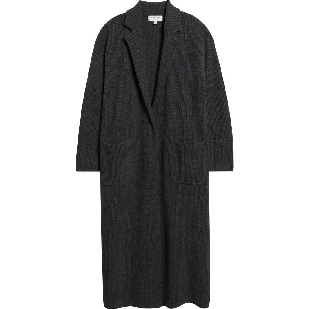 Nordstrom Wool & Cashmere Longline Cardigan In Black