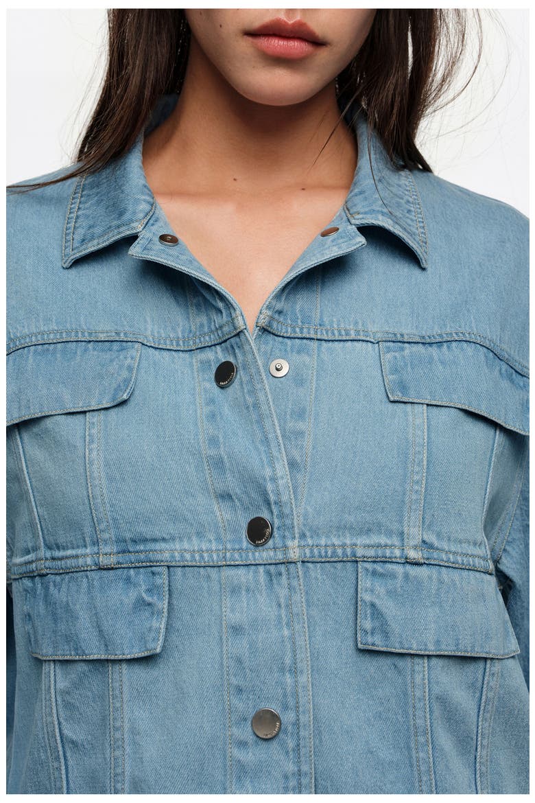 Fluid Boxy Denim Jacket, Alternate, color, LIGHT DENIM BLUE