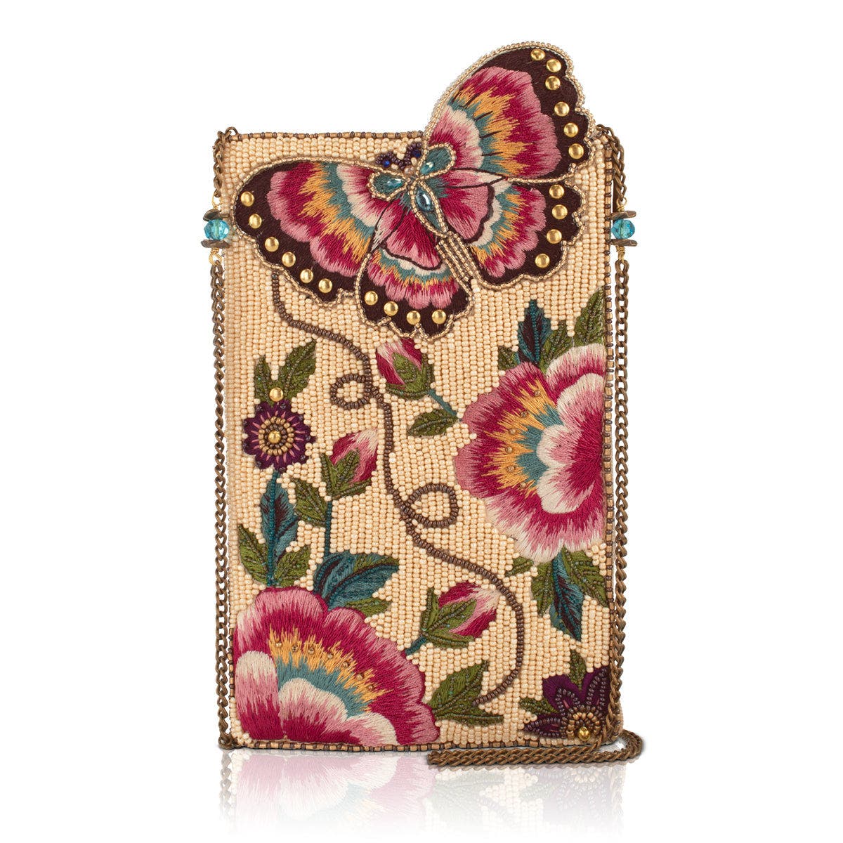 Butterfly Garden Crossbody Phone Bag, Main, color, Ivory