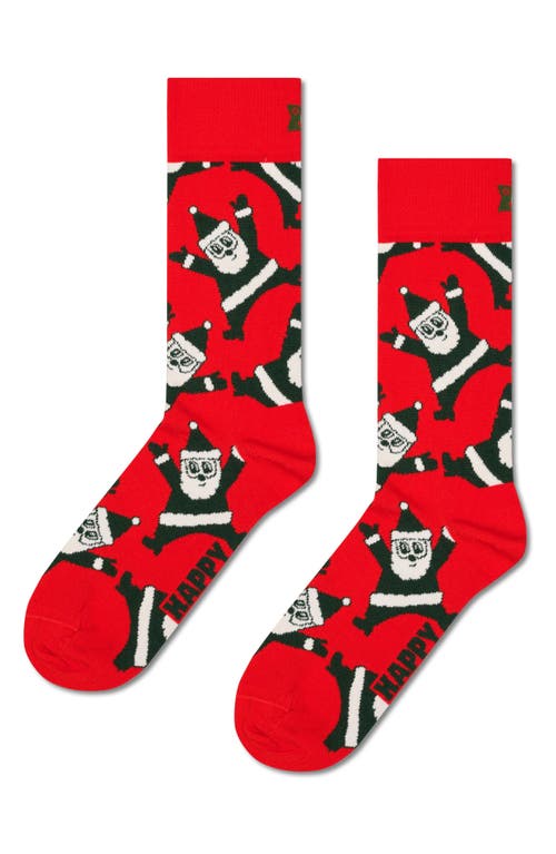 Happy Socks Santa Cotton Blend Crew Socks In Red