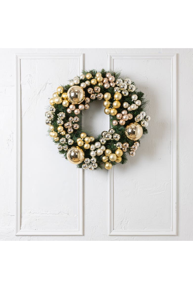 Noelle Holiday Wreath, Main, color, Gold