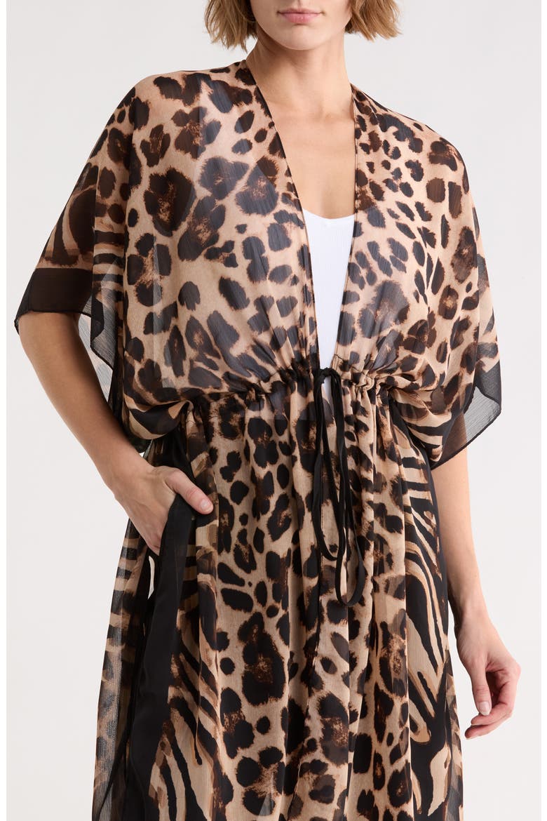 Mixed Animal Print Topper, Main, color, BROWN