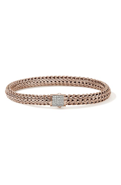 Icon Bracelet, 14K Rose Gold, Diamonds