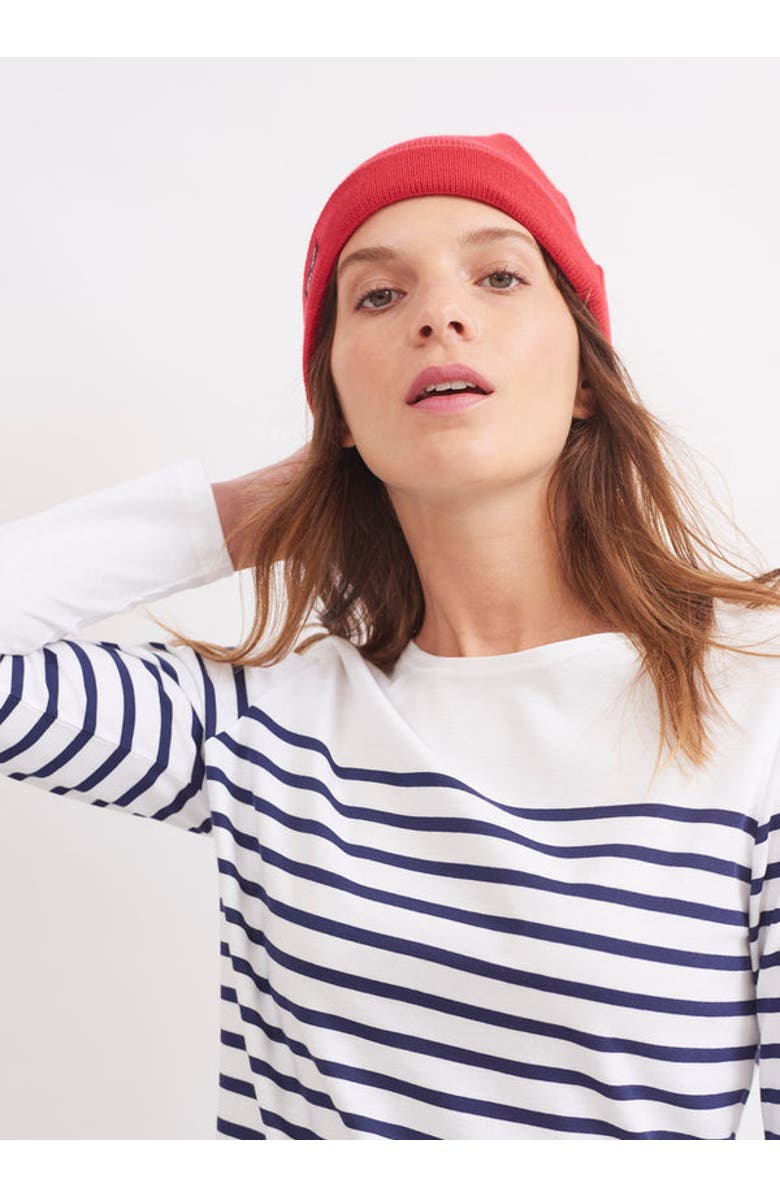 Saint James CARTIER - Nautical Solid Wool Blend Beanie, Alternate, color, Red