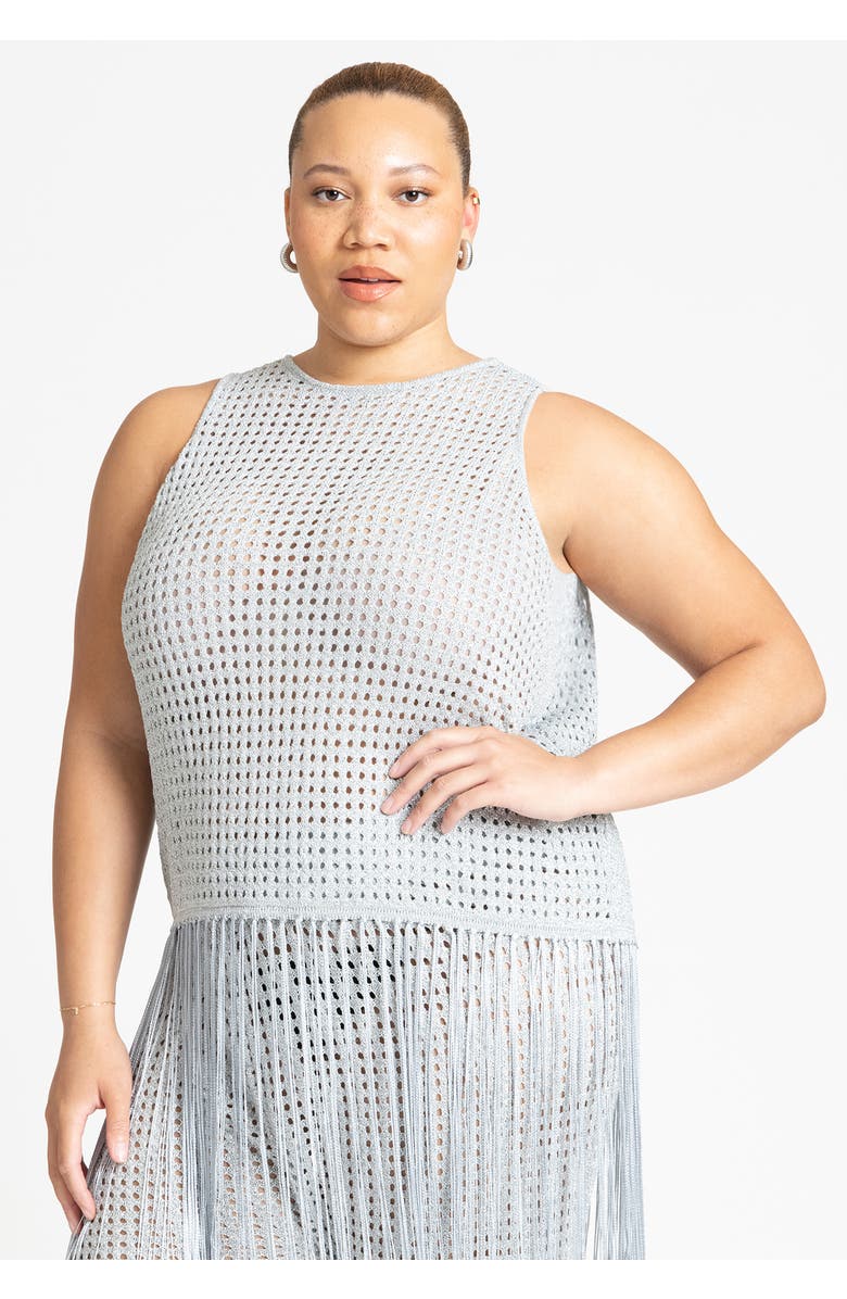 ELOQUII Crochet Fringe Sweater Tank, Alternate, color, 