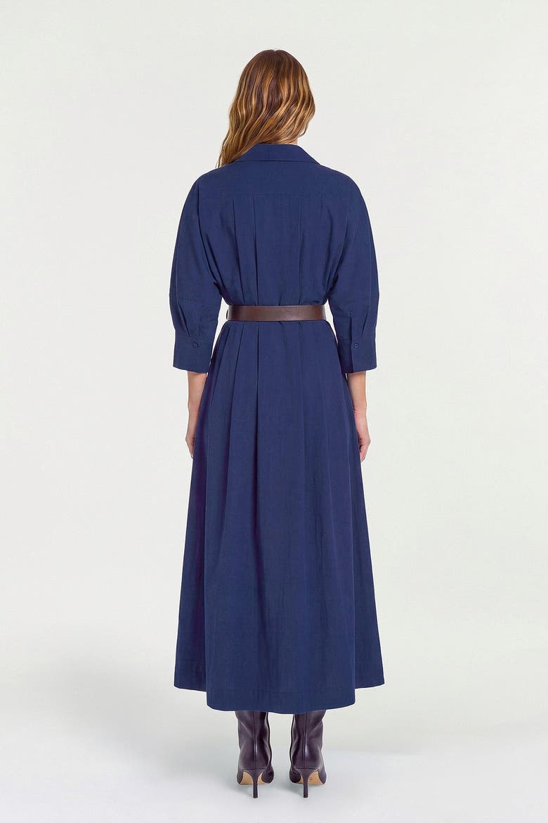Lanae V Neck Midi Dress, Alternate, color, INK