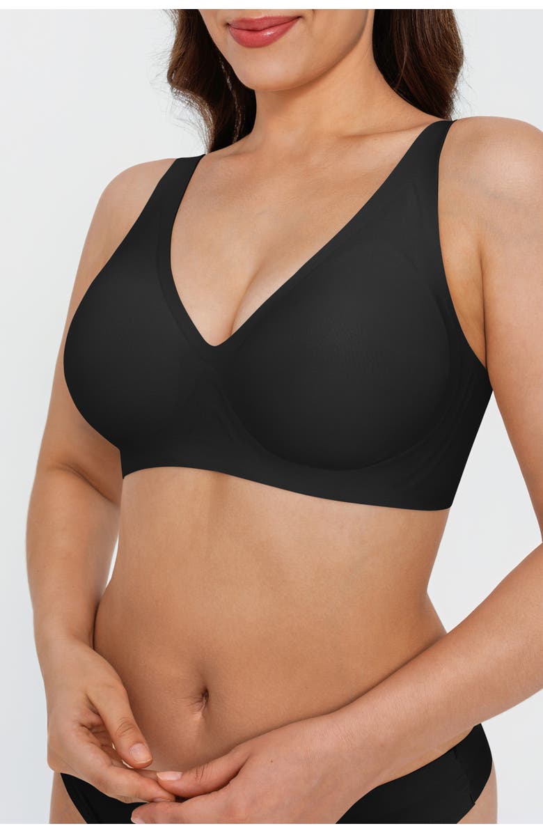 Popilush Seamless Wireless Jelly Minimizer Everydaywear Bra, Alternate, color, Jet Black