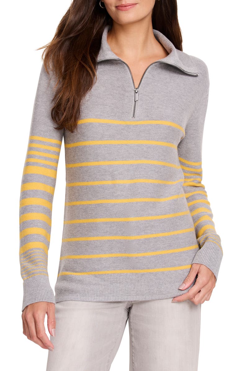 NZ ACTIVE by NIC+ZOE Easy Stripe Half-Zip Cotton Blend Sweater, Main, color, 