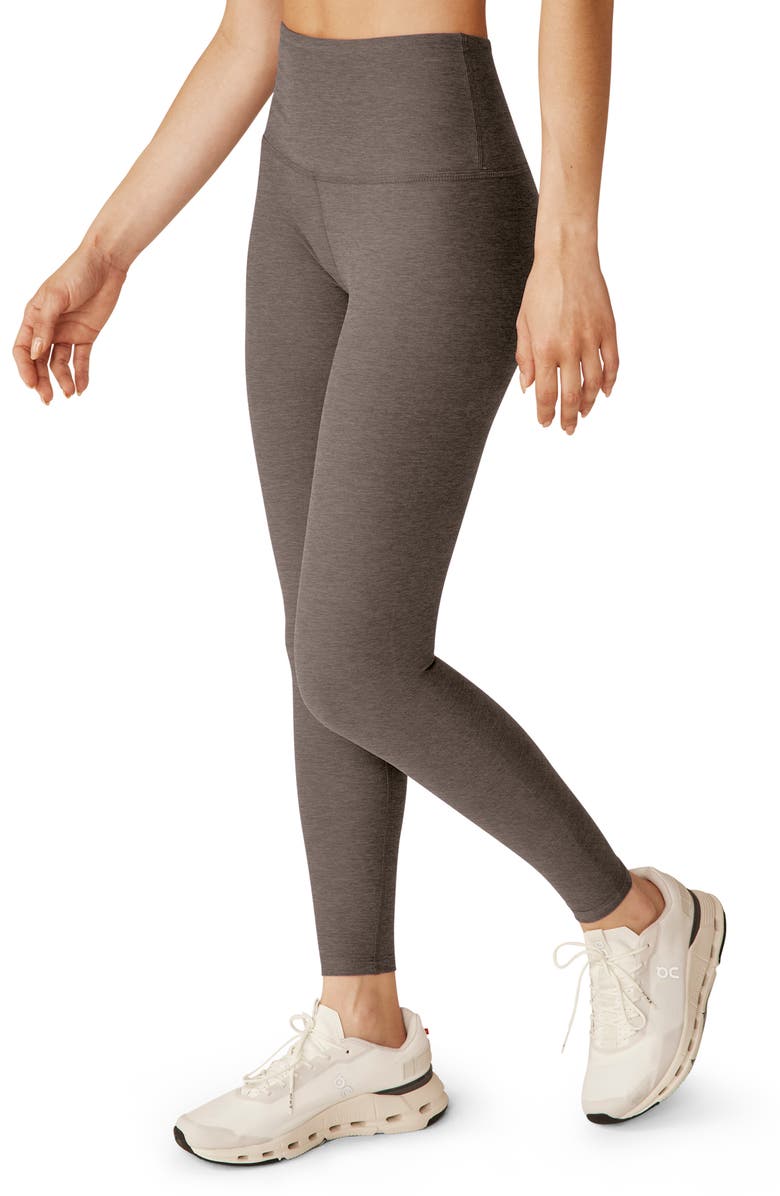 Beyond Yoga Caught in the Midi High Waist Leggings, Alternate, color, Soft Umber Heather