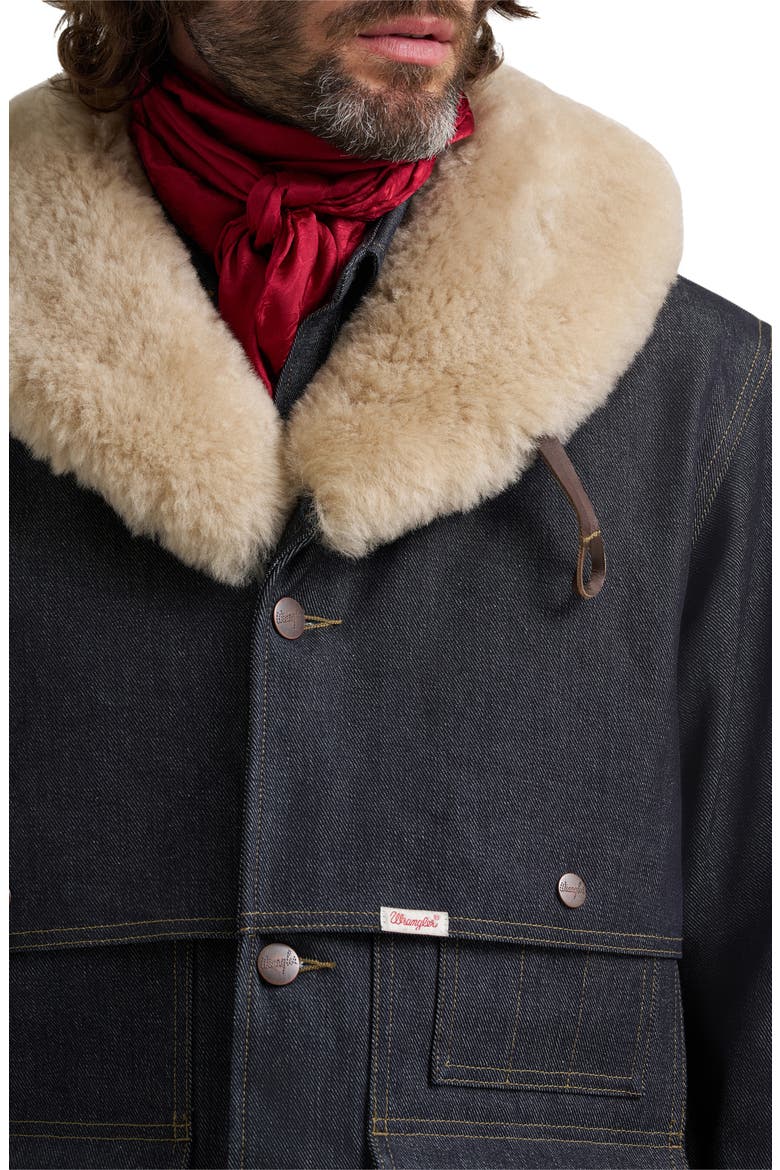Filson X Wrangler Genuine Shearling Collar Packer Jacket, Alternate, color, INDIGO