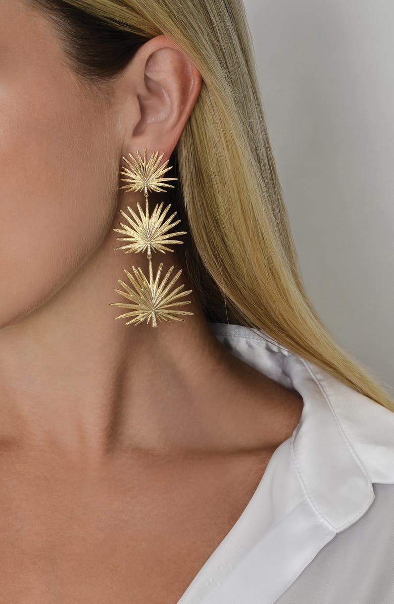 Anabel Aram Jewelry Triple Fan Drop Earrings, Alternate, color, Gold Large