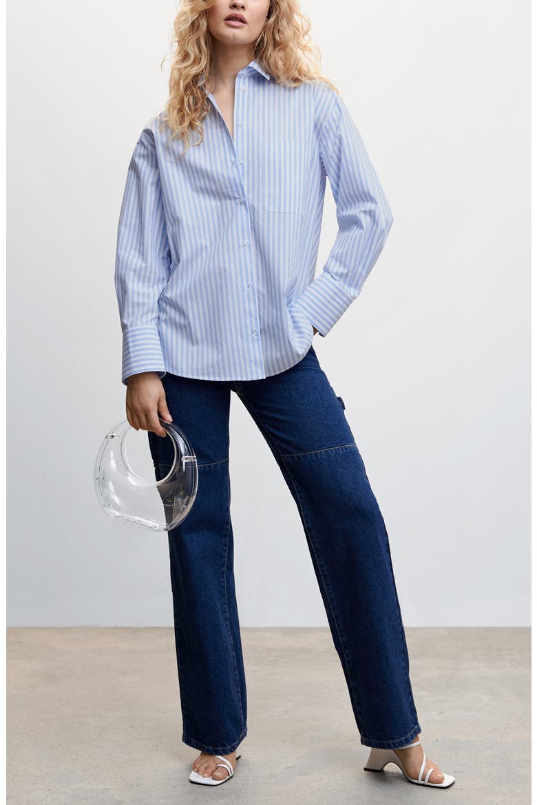 Oversize Stripe Long Sleeve Cotton Button-Up Shirt, Alternate, color, LIGHT PASTEL