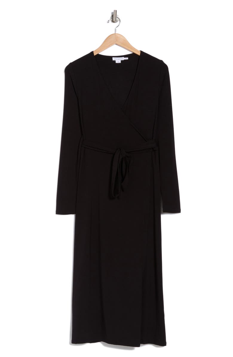 Good American Long Sleeve Faux Wrap Dress, Alternate, color, 