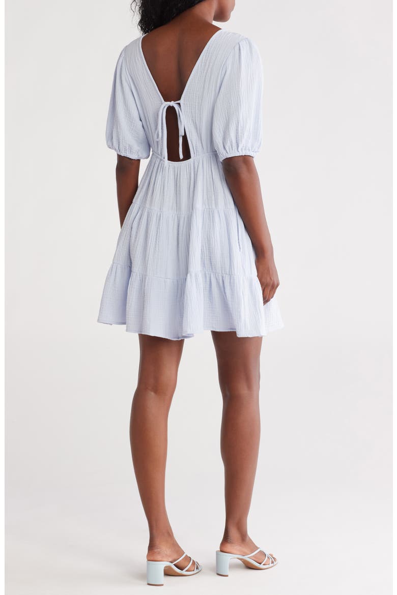 Puff Sleeve Cotton Babydoll Minidress, Alternate, color, DUSTY BLUE