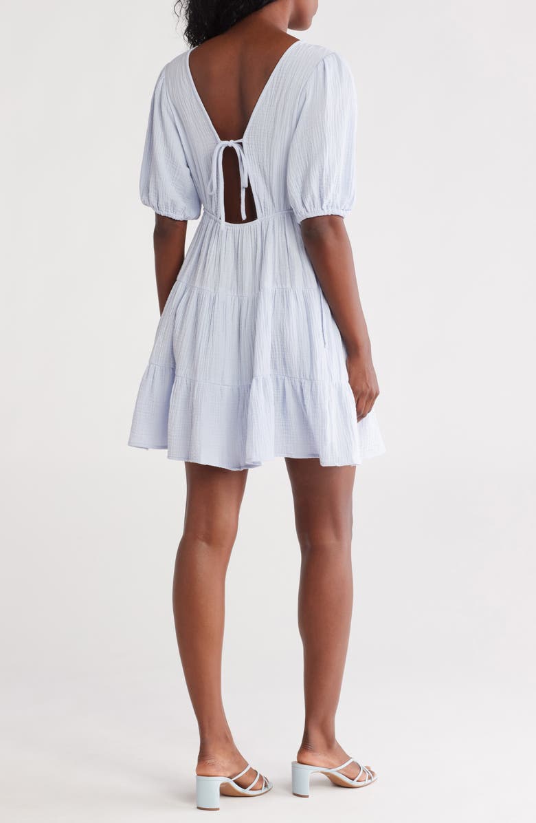 Lovestitch Puff Sleeve Cotton Babydoll Minidress, Alternate, color, Dusty Blue