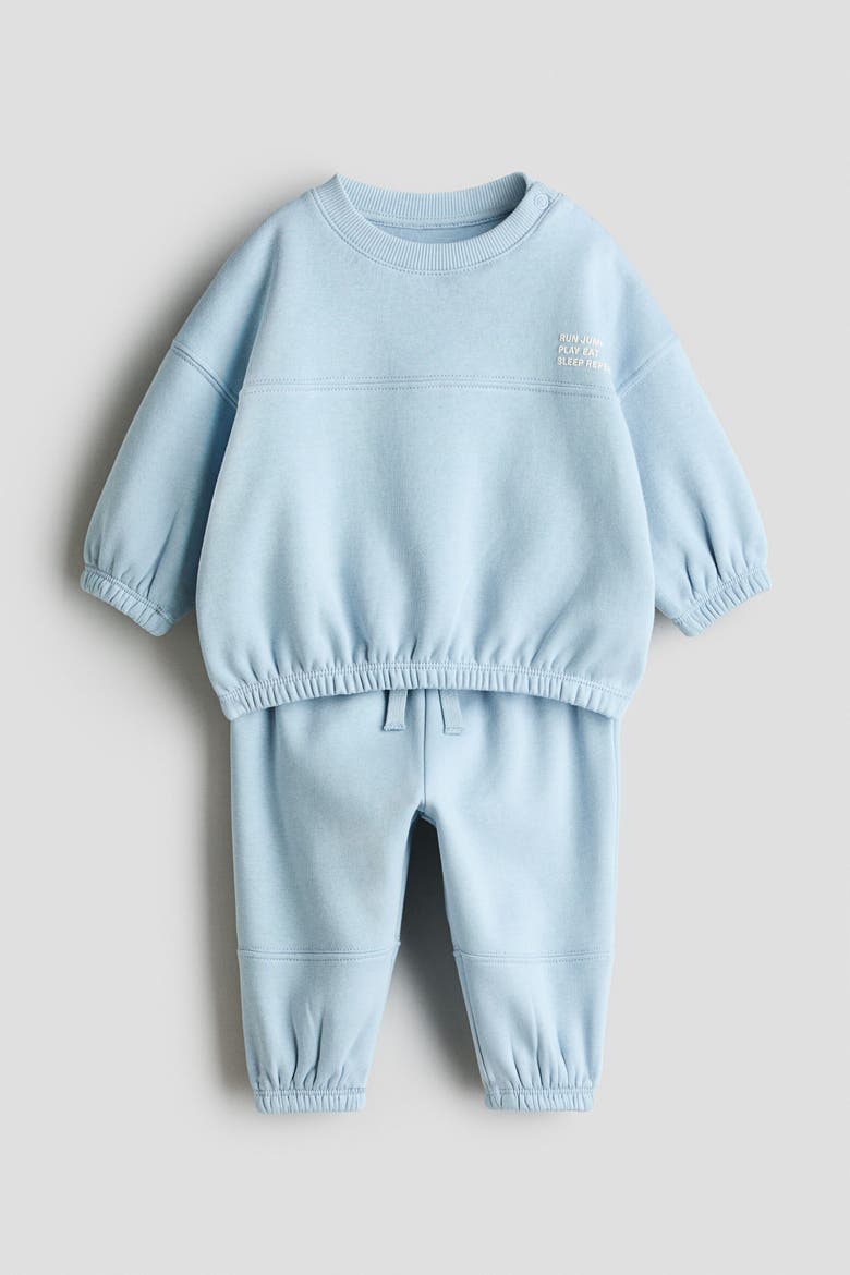 2-piece Sweatshirt And Joggers Set, Alternate, color, Light blue/Run Jump