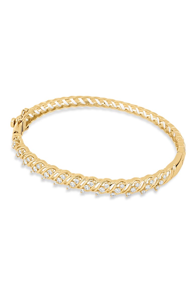 18K Gold Florentine Diamond Bangle Bracelet (Online Trunk Show), Alternate, color, 18K YELLOW GOLD