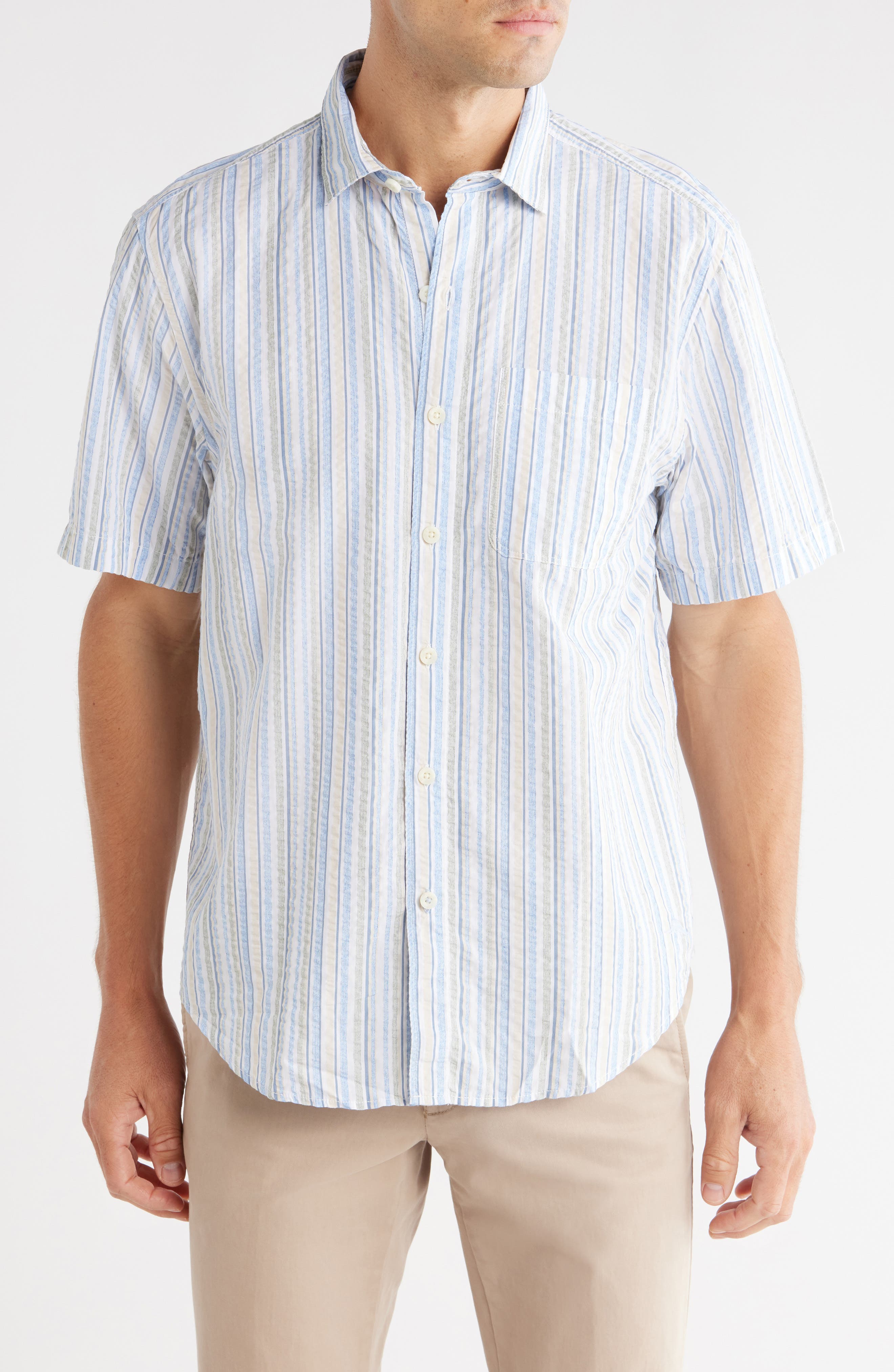 Tommy Bahama Lagoon Drive Stripe Short Sleeve Button-Up Shirt