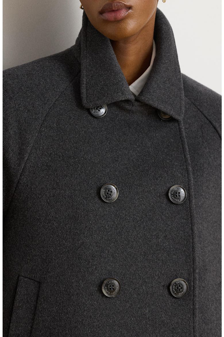 Double Breasted Cropped Wool Blend Coat, Alternate, color, MED HEATHER GREY