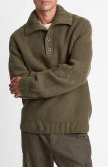 Vince Honeycomb Moc Neck Sweater