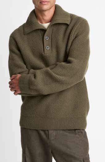 Vince Honeycomb Moc Neck Sweater