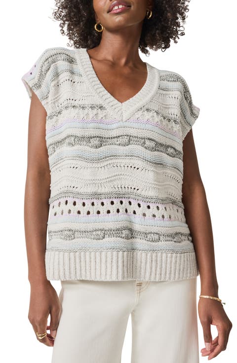 Brynna Stripe Open Stitch V-Neck Sweater