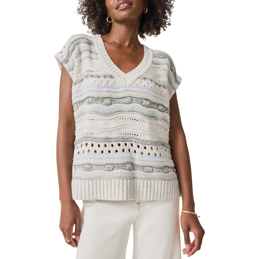 SPLENDID SPLENDID BRYNNA STRIPE OPEN STITCH V-NECK SWEATER