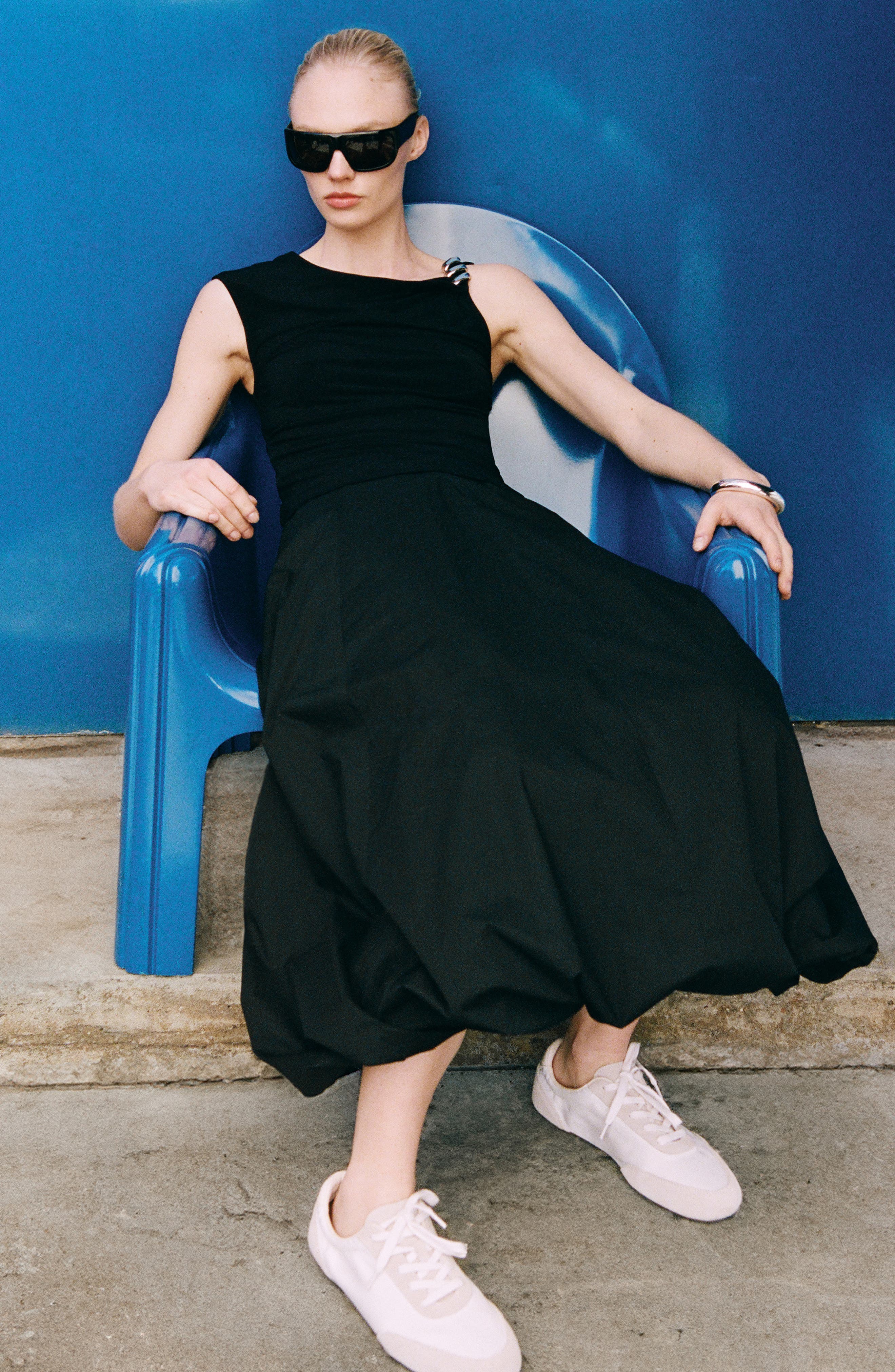 MANGO Mixed Media Sneaker, Alternate, color, White