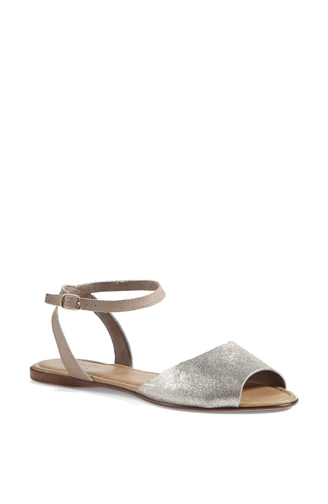 'Brand New' Leather Ankle Strap Sandal, Main, color, SILVER/ TAUPE