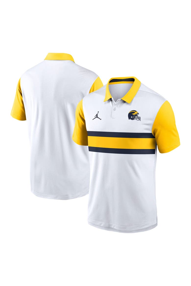 Men's Jordan Brand White/Maize Michigan Wolverines Athletic Prep Alt Logo Vapor Dri-FIT Polo, Main, color, White