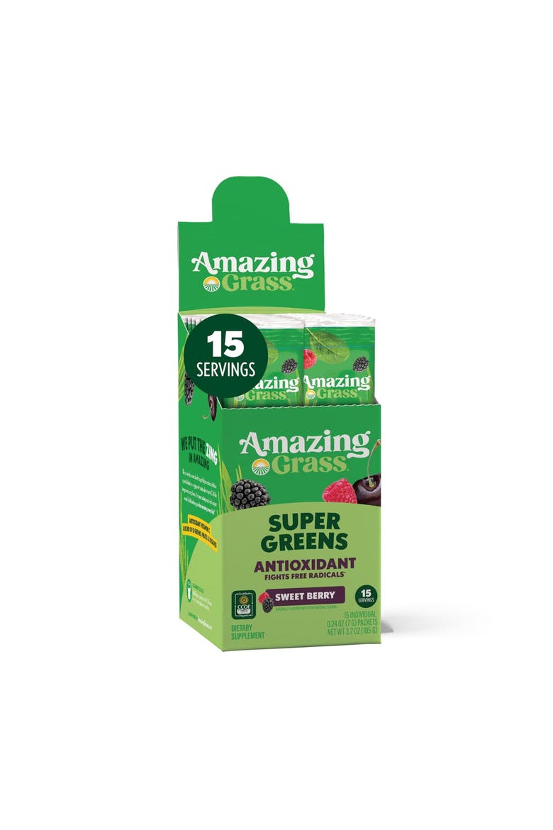 Greens Blend Antioxidant Super Greens Powder with Spirulina Beet Root Elderberry Prebiotics Probiotics Sweet Berry, Main, color, None