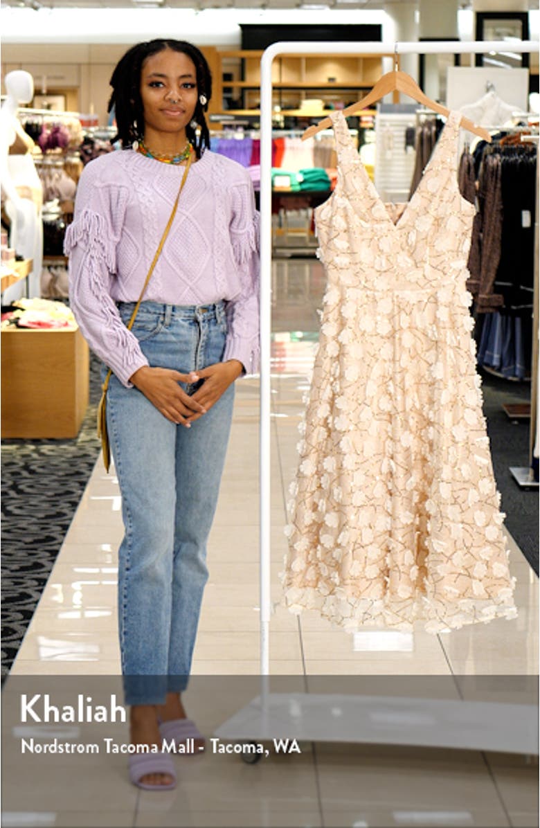 Social 3D Flower Sequin A-Line Dress, sales video thumbnail