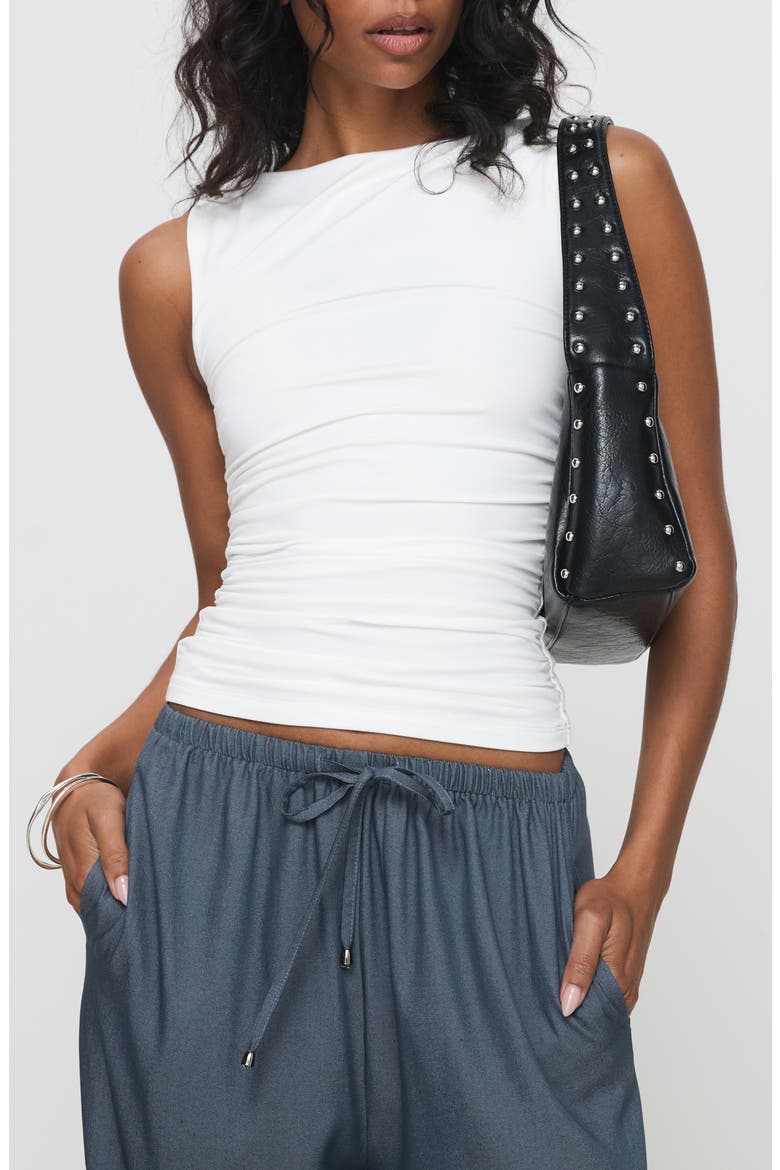Solani Ruched Knit Top, Main, color, WHITE