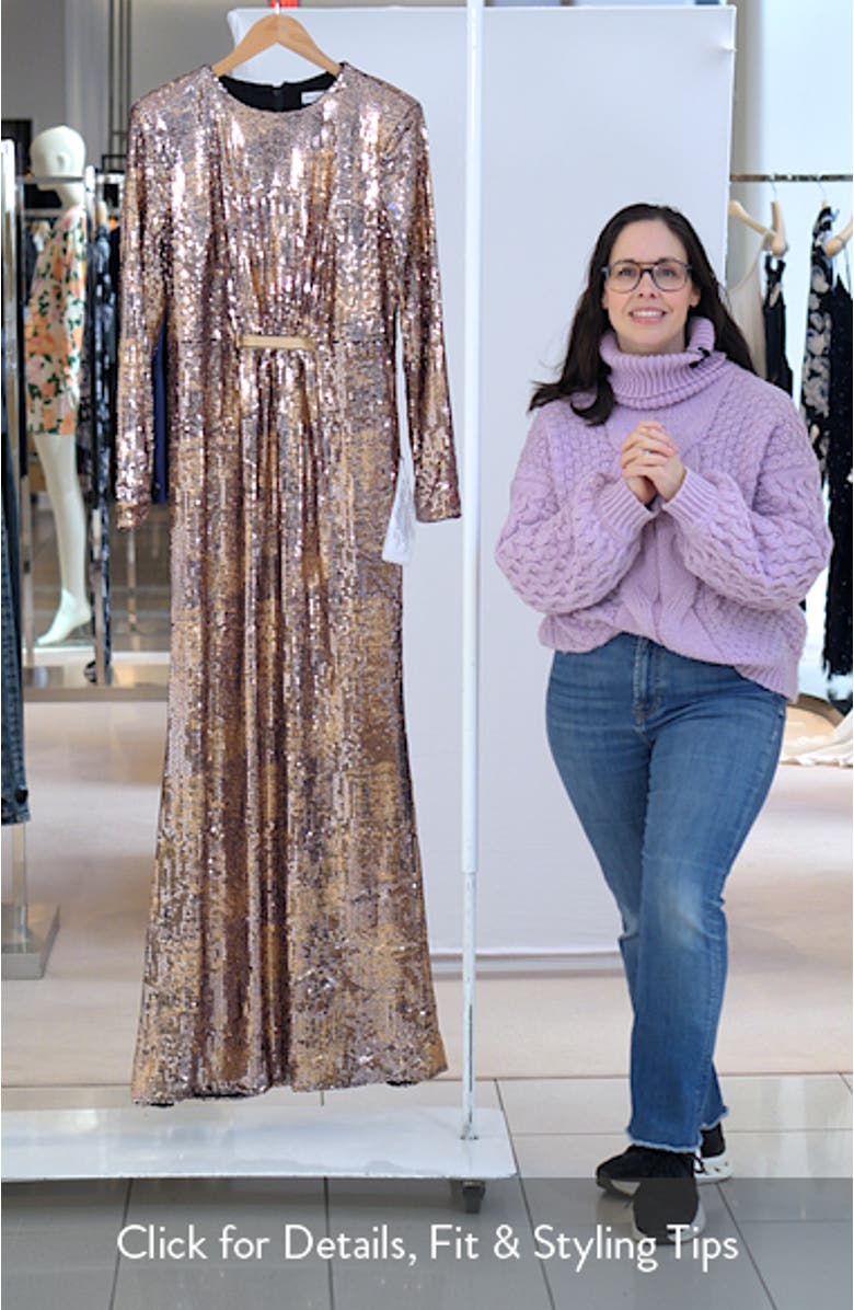Johanna Sequin Long Sleeve Mermaid Gown, sales video thumbnail